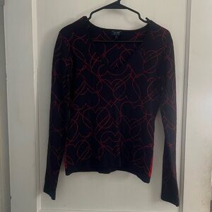 Armani Jeans Black and Red Graphic Top
